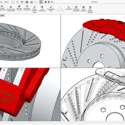 Mô hình đĩa phanh ô tô hiệu năng cao (Brake Disc) in 3D chi tiết
