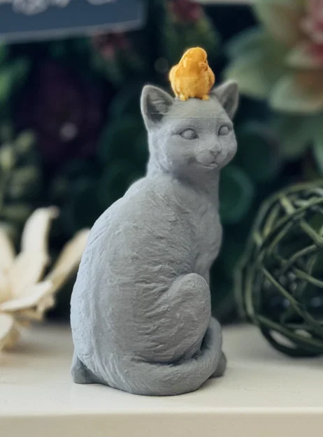 Chim Đậu Trên Đầu Mèo (Bird Perched on a Cat) - Image 3