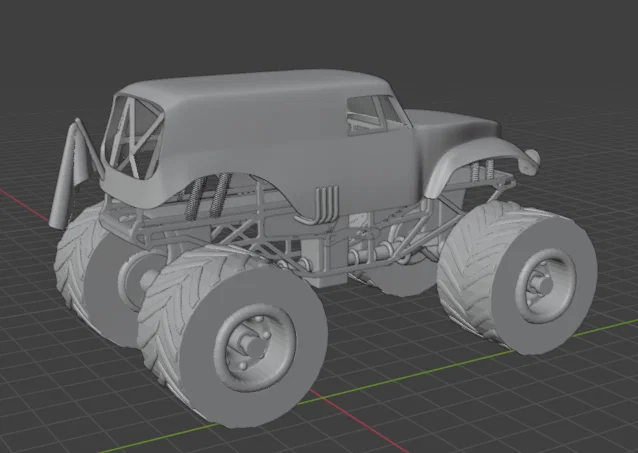 Monster Truck Grave Digger – Mẫu xe monster truck in 3D (bánh quay được) - Image 6
