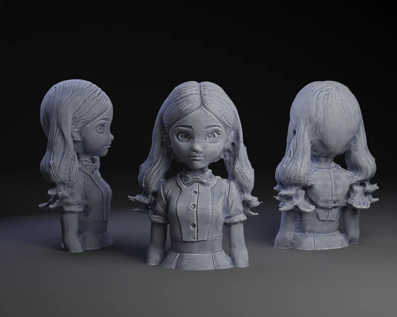 Mô hình tượng 3D Wednesday Adams phong cách Anime đáng yêu - Image 1