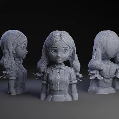 Mô hình tượng 3D Wednesday Adams phong cách Anime đáng yêu