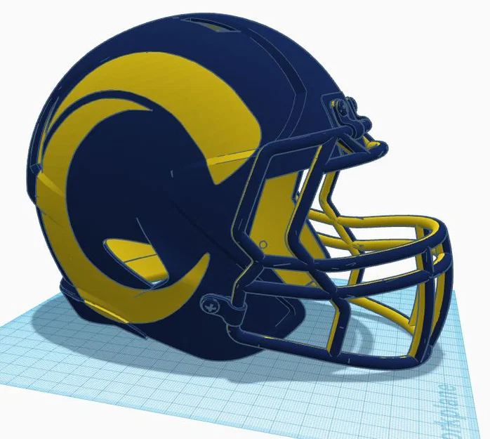 Mô hình nón bảo hiểm bóng bầu dục Rams Football Helmet in 3D - Image 1