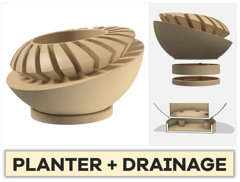 Bình/Chậu hoa có thoát nước, chân đế chỉnh cao - Printable Vase - Image 1