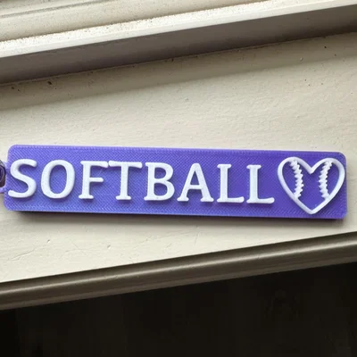 Móc khóa Softball hình trái tim - Phụ kiện in 3D cá tính