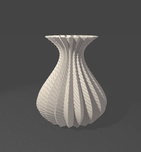 Mẫu bình hoa trang trí 3D thiết kế xoắn ốc hiện đại - Image 1