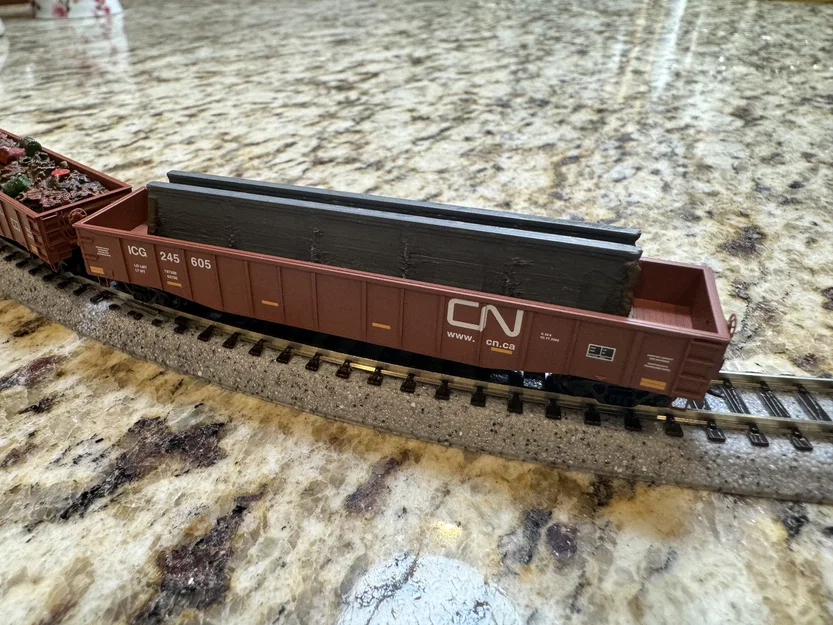 Hàng dầm cầu cho toa gondola N-scale (N-scale Gondola Girder Load) - Image 1