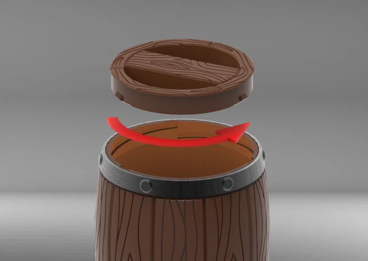 Thùng (barrel) ø50x50mm có nắp khóa, xếp chồng - Image 4