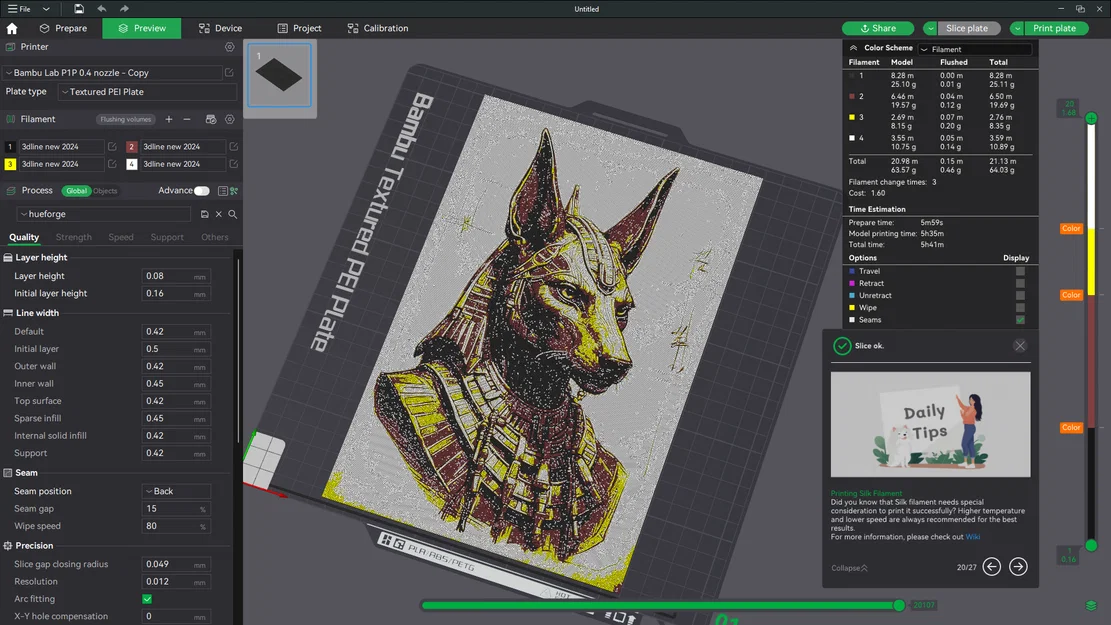 Mô hình 3D vị thần Anubis phong cách HueForge độc đáo - Image 3