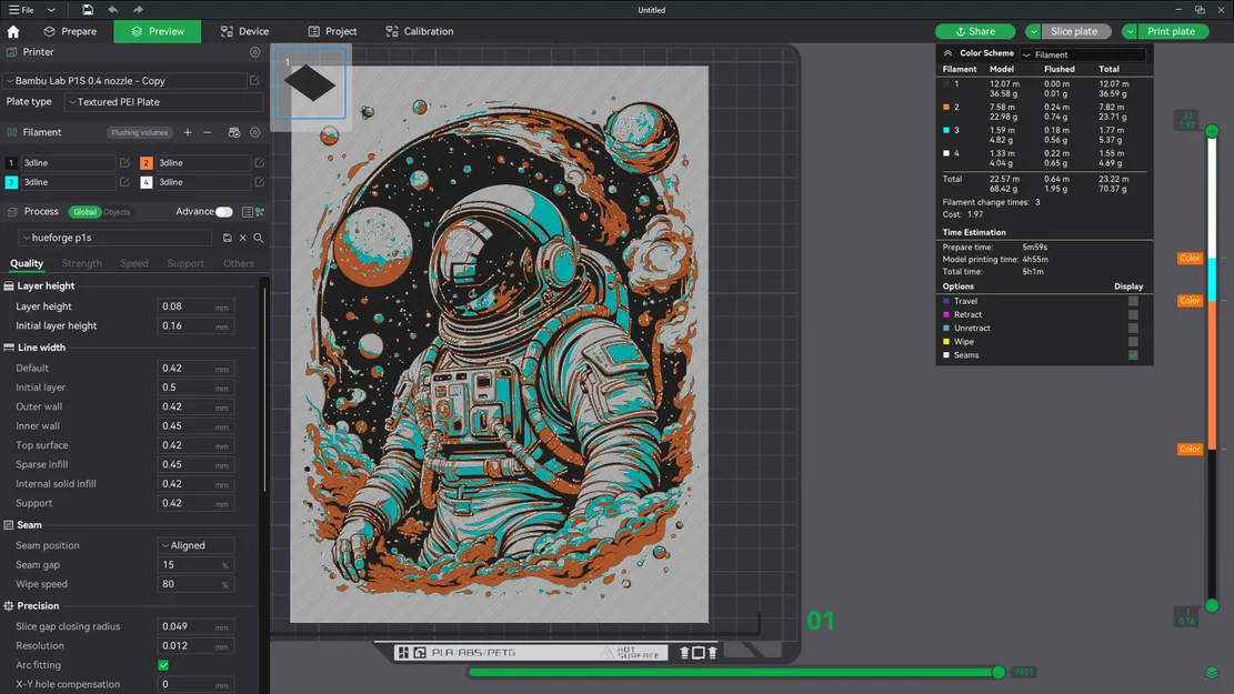 Astronaut Art - Tranh nghệ thuật 3D HueForge chủ đề vũ trụ - Image 3