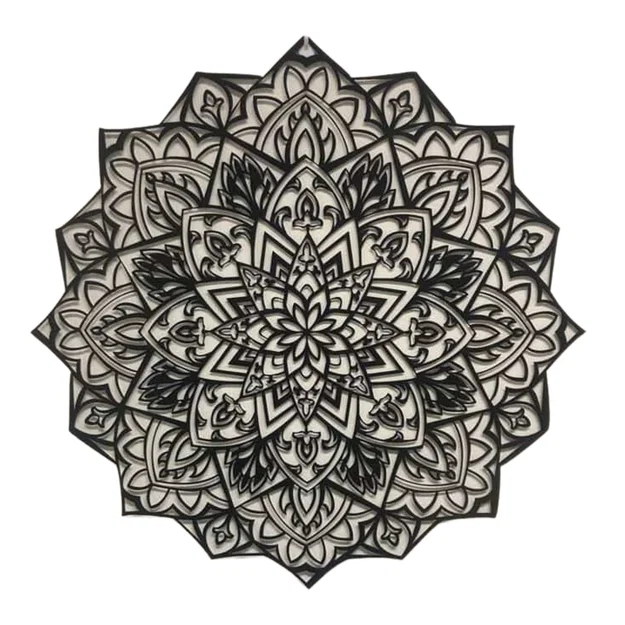 Tranh treo tường Mandala Black Dalia phong cách Hueforge độc đáo - Image 1