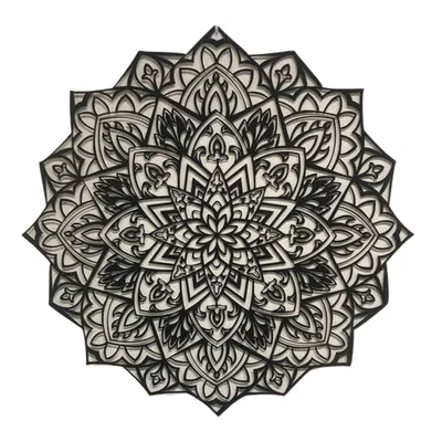 Tranh treo tường Mandala Black Dalia phong cách Hueforge độc đáo