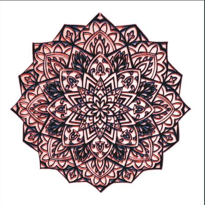 Tranh treo tường Mandala Black Dalia phong cách Hueforge độc đáo
