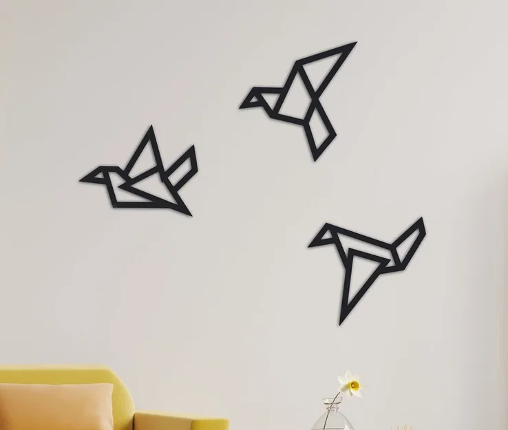 Mẫu trang trí tường chim Origami 3D - Nghệ thuật treo tường hiện đại - Image 1