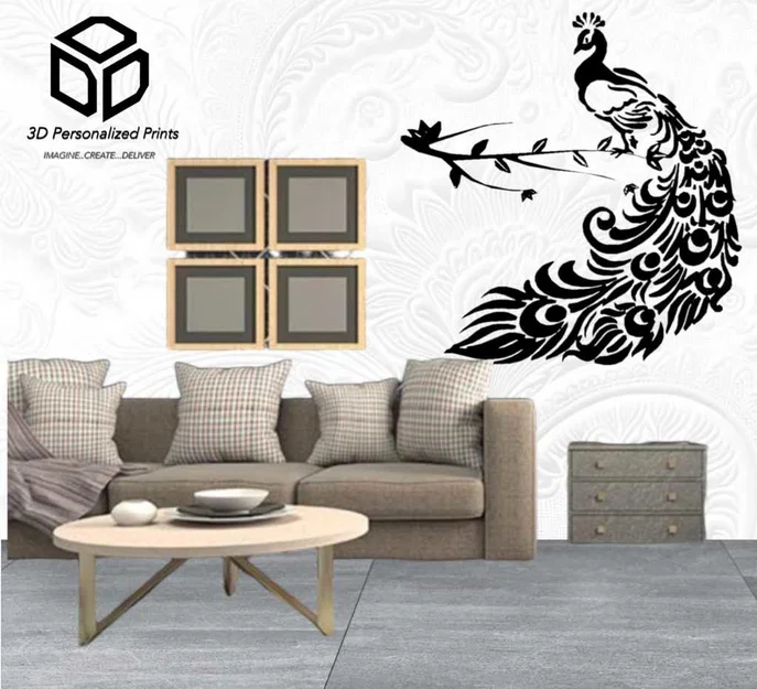 Wall Art Chim Công Oai Vệ: Vẻ Đẹp Sang Trọng In 3D - Image 1