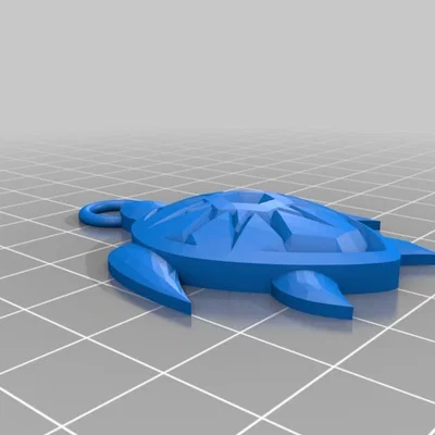 Móc khóa hình rùa biển (Turtle Keychain) - Bản in 3D đế phẳng