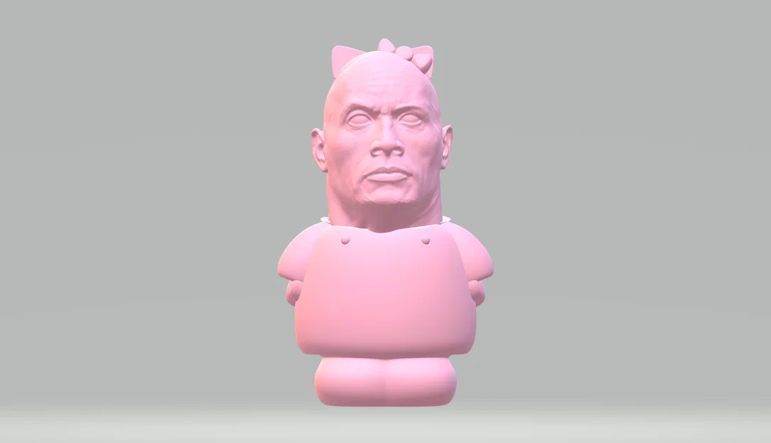 Mô hình 3D Hello The Rock độc đáo: Sự kết hợp giữa Hello Kitty và The Rock - Image 1
