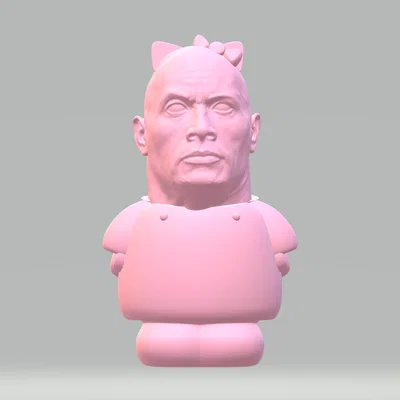 Mô hình 3D Hello The Rock độc đáo: Sự kết hợp giữa Hello Kitty và The Rock