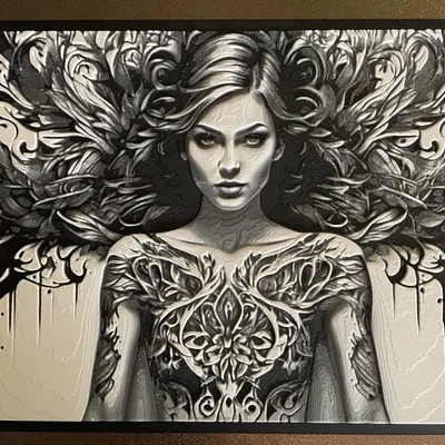 Nghệ thuật Tattoo Cô Gái Trên Tường - Hueforge - Filament Painting