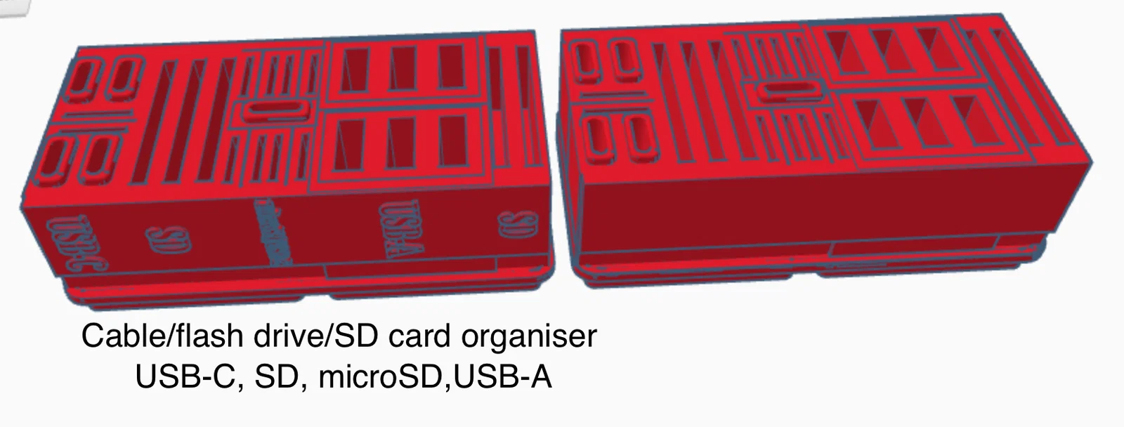 Khay Gridfinity sắp xếp cáp/USB flash/SD card (2x1) - Image 1