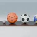 Bộ bóng thể thao: bóng nguyên trái & nửa trái (golf/tennis/baseball/basketball/football/soccer/volleyball) - Thumbnail 1