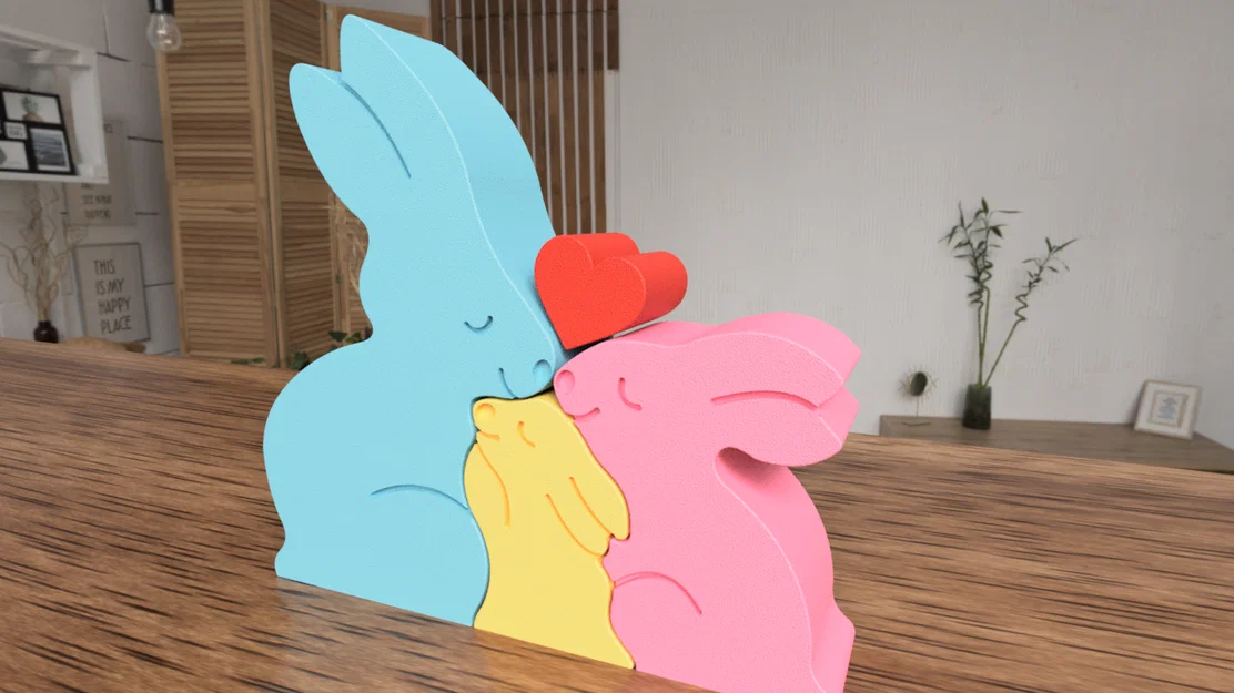 Mô hình trang trí gia đình thỏ 3 mảnh xinh xắn để bàn - Image 9