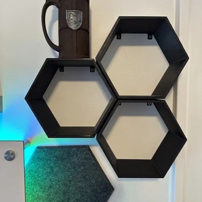 Kệ treo tường lục giác (Hexagon wall shelf) trang trí in 3D đẹp
