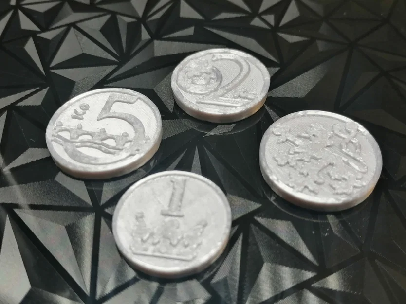 Mô hình tiền xu Séc (Czech Coins) in 3D chi tiết và sắc nét - Image 1