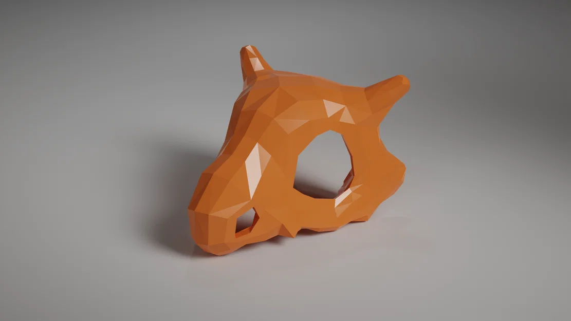 Mô hình 3D hộp sọ Cubone phong cách Low Poly đẹp mắt - Image 1