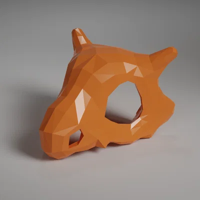 Mô hình 3D hộp sọ Cubone phong cách Low Poly đẹp mắt