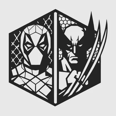 Tranh treo tường 3D Low Poly Deadpool và Wolverine đẹp mắt