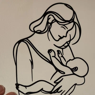 Tranh treo tường nghệ thuật 3D Mom with baby - Hình ảnh mẹ bế con