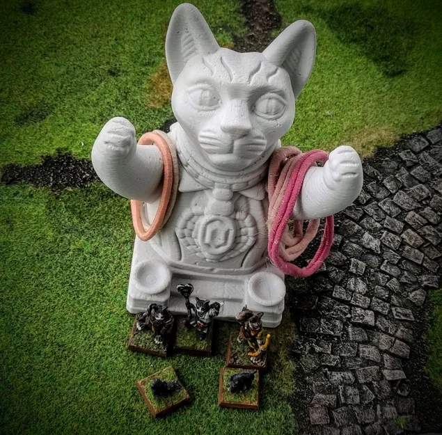 Tượng/Bàn thờ Thần Mèo - Giá giữ thun cột tóc (Supportless, FDM-friendly) - Image 2