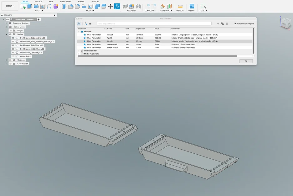 Ngăn Kéo Dưới Bàn Tham Số (Parameterized Under Desk Drawer) - Image 1