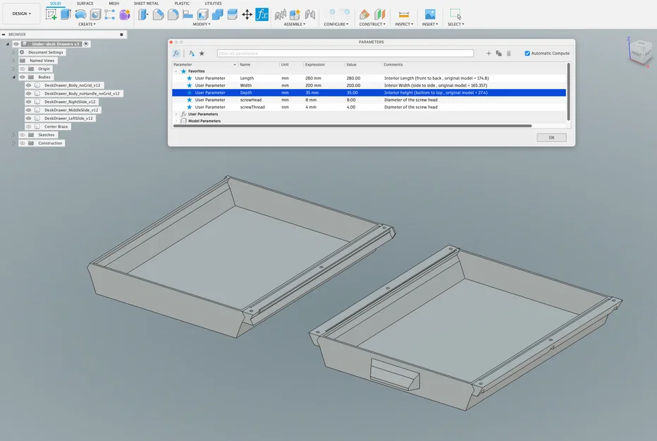 Ngăn Kéo Dưới Bàn Tham Số (Parameterized Under Desk Drawer) - Image 2
