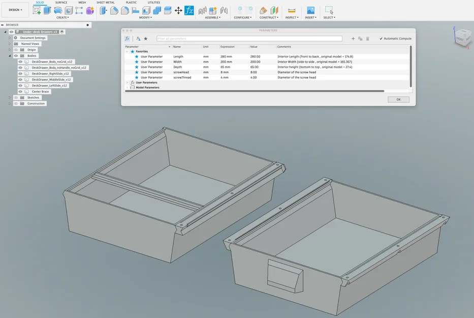 Ngăn Kéo Dưới Bàn Tham Số (Parameterized Under Desk Drawer) - Image 3
