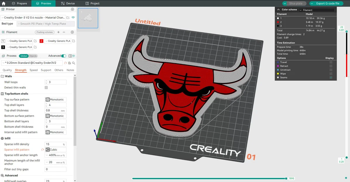 Mô hình trang trí tường logo Chicago Bulls in 3D ấn tượng - Image 3
