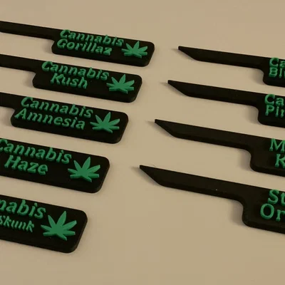 Bộ thẻ cắm đánh dấu giống cây 3D (Cannabis Variety Labels)