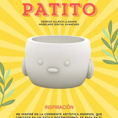 Chậu cây trang trí hình chú vịt con (Patito Maceta) đáng yêu