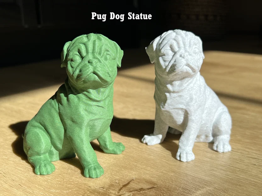 Mô hình in 3D tượng chú chó Pug ngồi đáng yêu - Trang trí bàn làm việc - Image 1