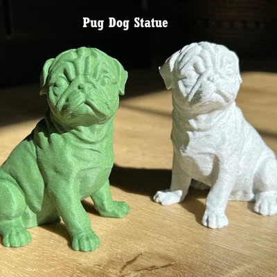 Mô hình in 3D tượng chú chó Pug ngồi đáng yêu - Trang trí bàn làm việc