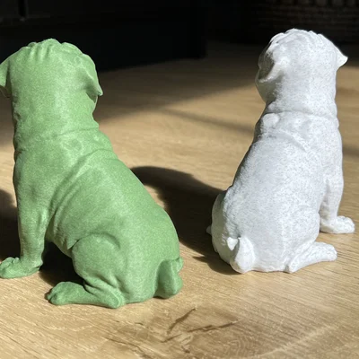Mô hình in 3D tượng chú chó Pug ngồi đáng yêu - Trang trí bàn làm việc
