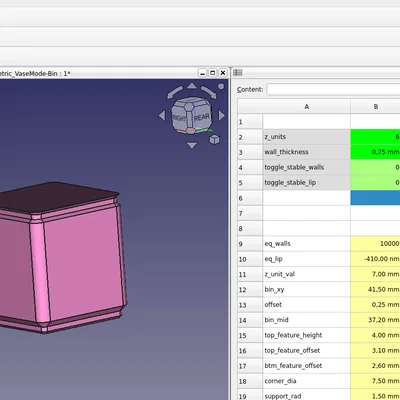 Template FreeCAD tham số cải tiến cho Gridfinity VASE MODE bins