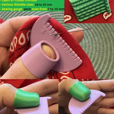 Mẫu canh đường may cải tiến – thimble nhiều size, pitch 2–10 mm