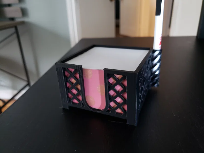 Khay đựng giấy ghi chú Post-it kèm ống cắm bút - Thiết kế in 3D hiện đại - Image 1