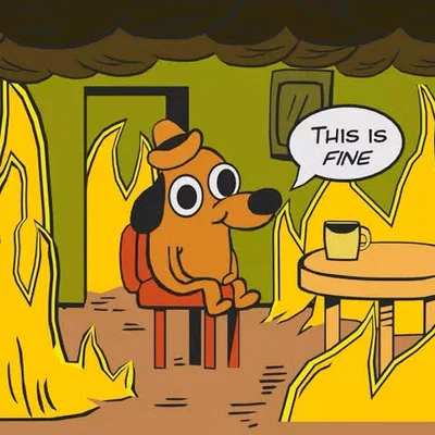 Chó “This is Fine” và thùng rác bốc cháy