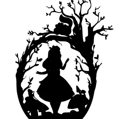 Mô hình 3D Silhouette Alice ở Xứ sở thần tiên trang trí nghệ thuật