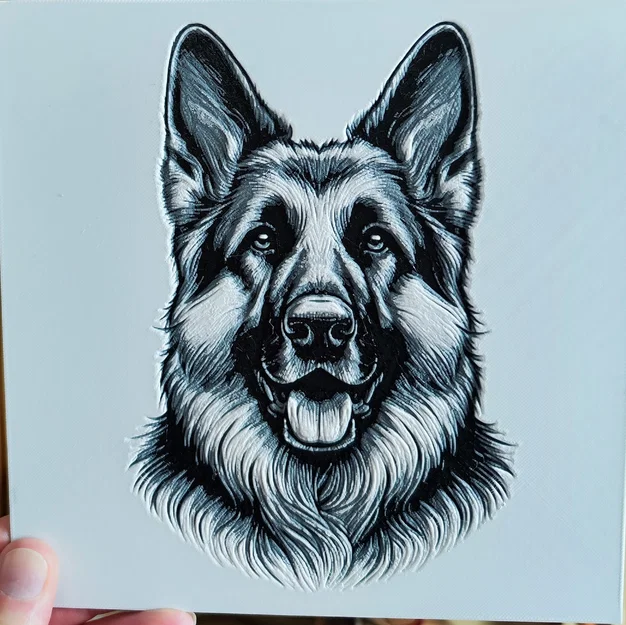 German Shepherd – Tranh HueForge đầu chó (200x200mm) - Image 1