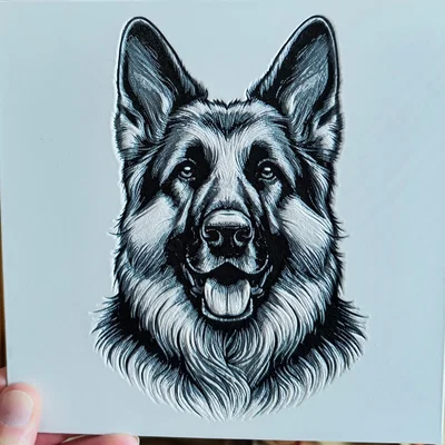 German Shepherd – Tranh HueForge đầu chó (200x200mm)