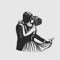 Line art cặp vợ chồng mới cưới trang trí tường - Thumbnail 1