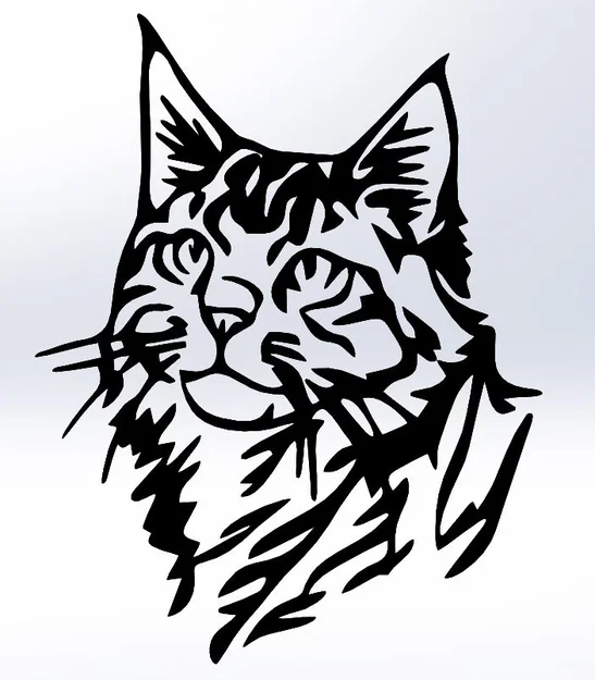 Mô hình tranh treo tường nghệ thuật hình mèo Line Art Cat 2D - Image 1
